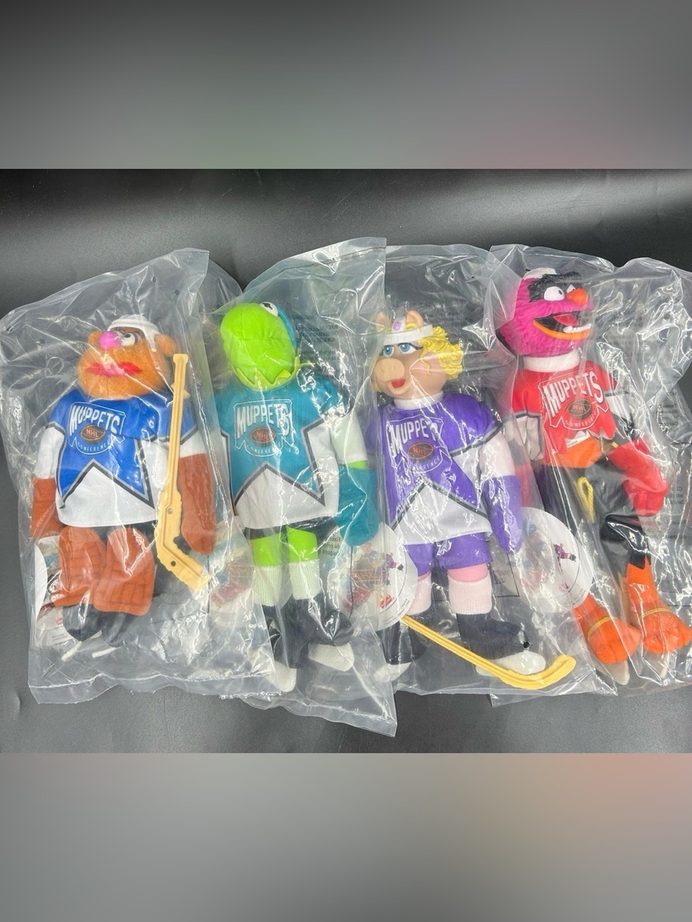 1995 McDonald’s Muppets NHL Hockey Plush Complete Set 4 Sealed Canada